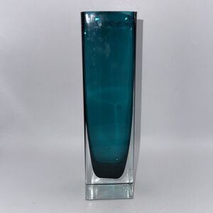Vintage 8" Murano Green Cased Glass Bud Vase Colony Made In China